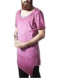 Rundhals-Ausschnitt Urban Classics Herren Long Back Shaped Spray Dye Tee T-Shirt, Rot (Burgundy 606), Small