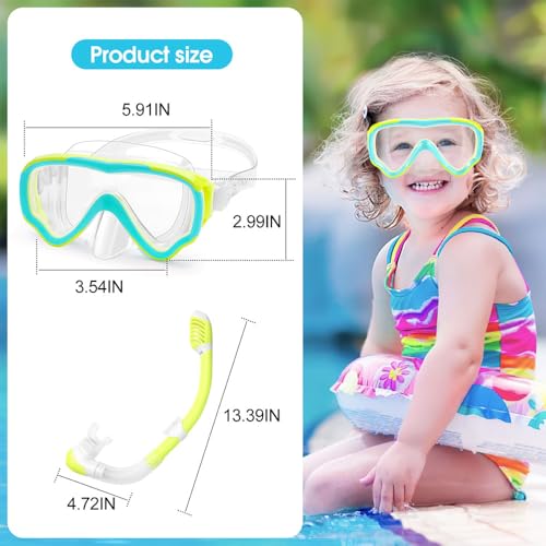 Kids Snorkel Gear Diving Mask Anti-Fog and Anti-Leak Swim Goggles Snorkeling Glasses Durable Tempered Glass Mask for Children 4 - 14 Age miniatura 6