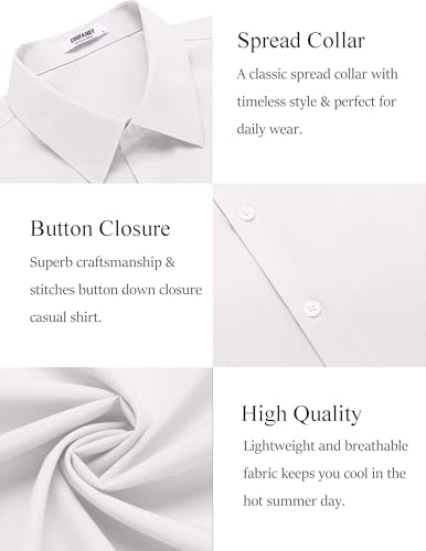 COOFANDY Mens Dress Shirts Short Sleeve Regular Fit Lightweight Untucked Button Down Shirt4