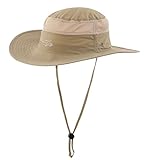 Home Prefer Men's Sun Hat UPF 50+ Wide Brim Bucket Hat Windproof Fishing Hats (Khaki)
