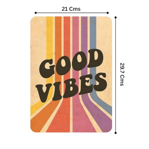 Image of Zesta Bathroom Decor Items Washroom Decor Tin Sign | Aesthetic Posters Wall Poster for Bedroom | Magnetic Cafe Decoration Items / Restaurant Decorations Items | Quirky Home Decor Bar Accent (Good Vibes)