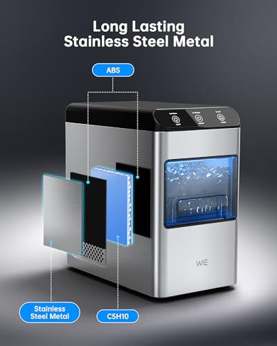 Ice Makers Countertop Nugget for Home Kitchen 37LBS, Pebble Counter Top Ice Machine, Mini Small Ice Maker,Portable Sonic Chewable Pellet Soft Icemaker, LED Maquina de Hielo Tabletop Self Cleaning - Thumbnail 7