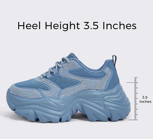 Image of K KIP WOK Chunky Sneakers for Women Fashion Platform White Leather Casual Dad Shoes Comfortable Wedge Walking Sport Sneakers