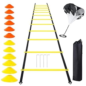 Camidy Fitness Ladder Training Set 6M 12-Stukken Speed Training Ladder Met 12 Voetenwerk Kegels Training Apparatuur Voor…