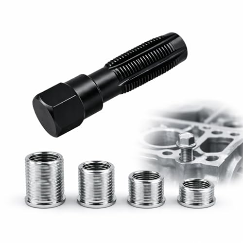 Voltrique Kit de Réparation de Filetage de Bougie d'Allumage M14 x 1.25, Outil de Refiletage de Culasse en Aluminium, Kit Taraudage avec Alésoir 14mm et 4...