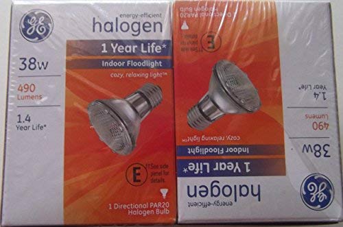 Ge Energy Efficient Halogen Par20 Light Bulb, 1 Year Life, Indoor Floodlight, 38 Watt, 490 Lumens, 2 Pack #TOP1