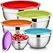 Mixing Bowls with Lids Set of 5, E-far Stainless Steel Mixing Bowls Metal Nesting Bowls, Airtight Lids & Scale Marks, Healthy & Easy Clean, Great for Cooking, Baking, Serving - Size 1.5/2/3/4/5 QT