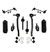 PartsW 12 Pc New Suspension Kit for Honda Prelude 1997-2001 Rack and Pinion Bellows, Upper Adjustable Ball Joints, Rear Sway Bar End Links, Outer & Inner Tie Rod Ends, Front Upper Shock Mount Bushing