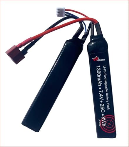 Airsoft 7.4V 1300mAh 25C LiPo stick battery with case LP302D Vapextech Deans