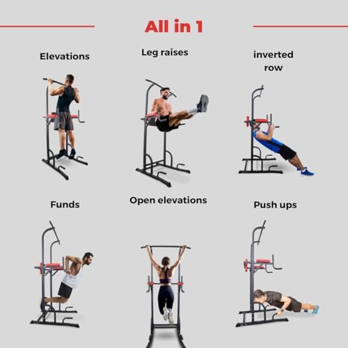 Mobiclinic® Fitness, Power Tower Dip Station, MultiFit, Adjustable Height and Backrest, Multi gym, Heavy Duty, Multi-functional Tower, Home Gym, Pull-up bar, Abdominal Exercise - Image 4