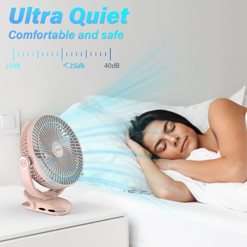 Image of 12000mAh Clip on Fan 30H Longest Runtime, 8in Portable Fan Rechargeable, Ultra Quiet with Heavy-Duty Clamp, USB Desk Fans for Golf Cart,Office Desk, Treadmill, Camping, Bedroom