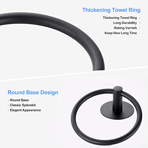 No Drilling Self Adhesive Towel Holder, Stainless Steel Towel Ring, Bathroom And Kitchen Towel Rack (Black) #TOP4