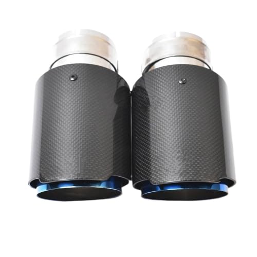 Tubo de Escape de Coche con Brida Recta y Punta de Carbono Brillante Silenciador Azul