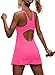 Yanekop Womens Tennis Dress with Built in Shorts Golf Dress Athletic Outfits Yoga Active Workout Dresses(Neon Pink,XS)