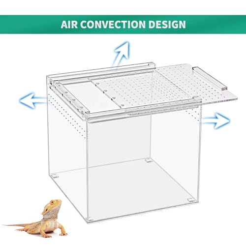 Kakooti Reptile Terrarium,6.8 Inch X 6.8"X 6 Inch Reptile Breeding Box, Magnetic Acrylic Enclosure,For Tarantula,Hermit Crab,Jumping Spider,Iguana,Leopard Gecko,Bearded Dragon thumb #3