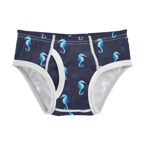 visesunny Boys Cotton Underwear Blue Sea Horse and Starfish Animal Printed Toddler Soft Training Briefs Size 2T-8Y for Kids