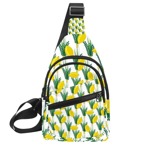 Bolsa de pecho para mujer con diseño de limones, mochila cruzada multicolor e impermeable de 30cm