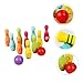 BESPORTBLE Nature Wood Bowling Toy Set Boys and Girls Outdoor Indoor Game 360° Polished Enhance Skills Safe for Toddlers