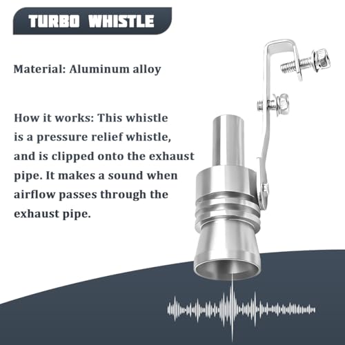 SWPHRT Car Turbo Whistle, 2PCS XL Size Aluminum Alloy Vehicle Turbo Sound Exhaust Muffler Pipe, Automotive Roar Maker Replacement Accessories, Universal for SUV Automobile Motorhome (Silver) - Thumbnail 3