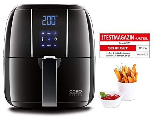 Caso | AF200 Heißluftfritteuse 3 L | 6 Programme, 60-200°C, gesünder frittieren ohne Öl/Fett, Edelstahl-Innenraum leicht… – Bild 3