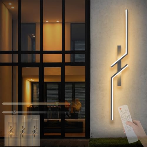 Lampe murale dimmable IP65 noir et or 60cm pour éclairage extérieur chic