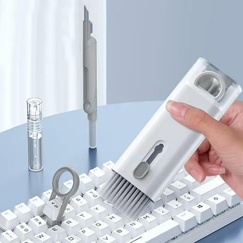 7 in 1 Electronic Cleaner Kit,Keyboard Cleaner Laptop Monitor Computer Keyboard Brush for Earphones Mobile Phones Tablets Laptop and Camera(Color:Grey)