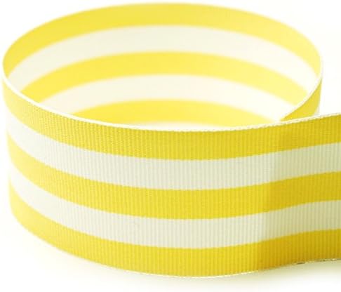7/8" Yellow & White Taffy Striped Grosgrain Ribbon - 100 Yards - USA | American Made