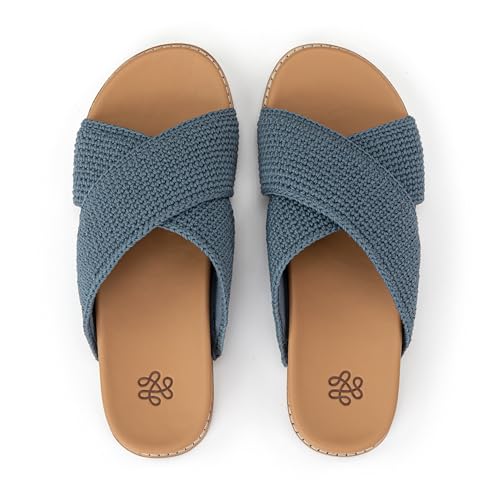 Image of The Sak Penelope Slide Sandal - Women's Flat Fashion Slides with Soft Cushion Sole -Hand Crochet Slip On Sandals For Everyday