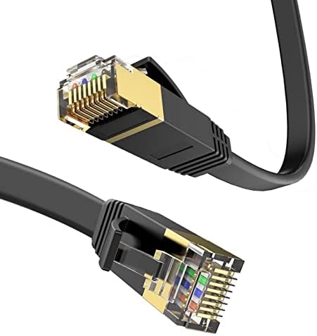 LEKVKM Cat 6 Ethernet Cable 50 ft High Speed RJ45 Internet Cable for Outdoor & Indoor Support CAT6 Network Solid Slim Flat Black Computer LAN for PC