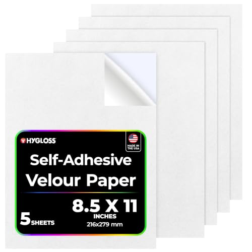 Hygloss Products White Self Adhesive Velour Paper – 8-1/2 x 11 Inches - 5 Pack