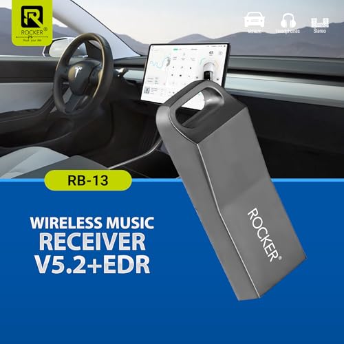 Image of Rocker RB-13 V5.2+EDR Bluetooth Receiver for PC Desktop, Car & Home - Plug & Play Wireless Audio Adapter with USB & AUX Output | Fast Transmission, Clear Sound & 10M Rang (Black)