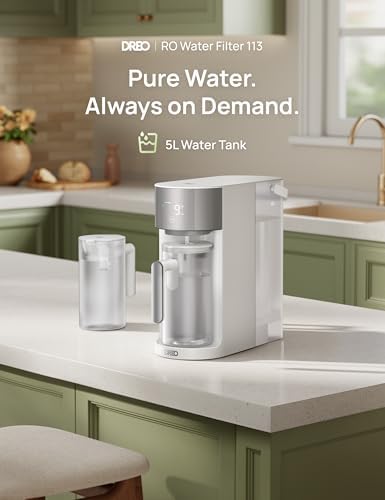 DREO Reverse Osmosis Water Filter Countertop, RO Filtration System, 3:1 Pure to Drain, TDS & Filter Life & 2 Autofill Pitchers, Install-Free, Self-Cleaning Water Purifier, RO Water Filter