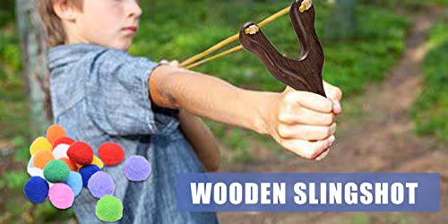 Toprade Solid Wooden Hunting Slingshot With National Flag Pattern Bag & Cotton Ammo For Catapult Hunting Game For Kids Children Adults (Flag Bag Set Brown Wood) #TOP2