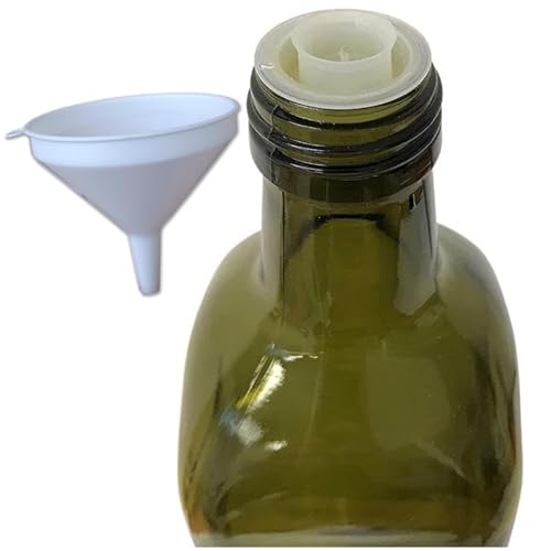Lot de 6 bouteilles pour huile et liqueur 1000 ml avec entonnoir transversal - Marasca Quadre Vides en verre foncé Uvag avec distributeur d'huile anti-goutte et bouchon hermétique - Fabriqué en Italie
