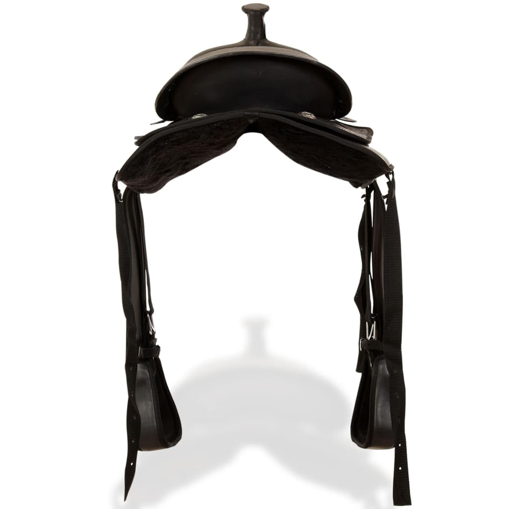 Generico Sella Western Testiera e Pettorale in Vera Pelle 17" Nero,Articoli Sportivi,Ricreazione all'aperto,Equitazione,Finimenti per Cavalli,Selle,Nero,9.26 kg,91354