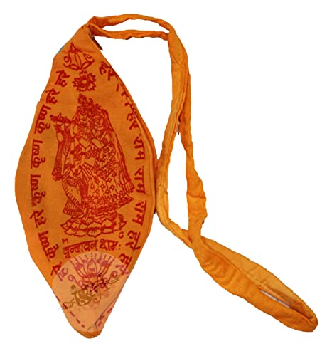 IS4A 2 pc Gaumukhi Jap Mala Bag (Hare Rama Hare Krishna Design) Indian Handicraft Cotton Gomukhi Japa Mala Chanting Bag, Prayer Mala Japa Jholi for Mantra Jap, Japa Meditation & Yoga Prayer Bag2
