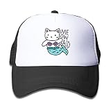 Waldeal Big Girls' Meowmaid Cat Mesh Trucker Hat, Adjustable Baseball Cap for 3-13 Year Old Kids