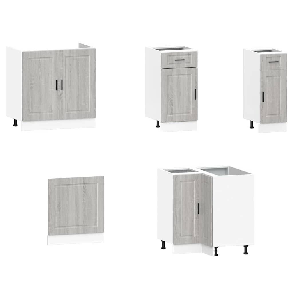 11-TLG. Küchenschrank-Set Porto Grau Sonoma Holzwerkstoff | Modulares 11-teiliges Schrank-Set für die Küche, gefertigt aus robustem Holzwerkstoff mit viel Stauraum.