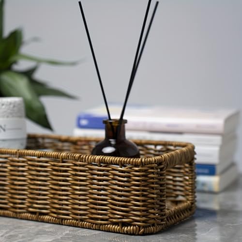 Miniatura 5 de Canastas De Mimbre, Organizador De Aperitivos Para Oficina, Cestas Pequeñas De Mimbre Con Asas, 1 Unidad