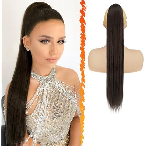 BARSDAR 26 Inch Brown Ponytail Extension Cover