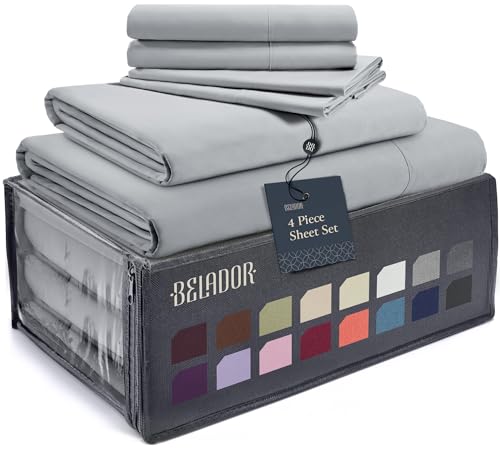 BELADOR Silky Soft Twin Sheet Set - 4 Piece Luxury Bed Linens for Twin Size Bed, Secure-Fit Deep Pocket Sheets with Elastic, Breathable Oeko-Tex Certified Hotel Sheets and Pillowcases