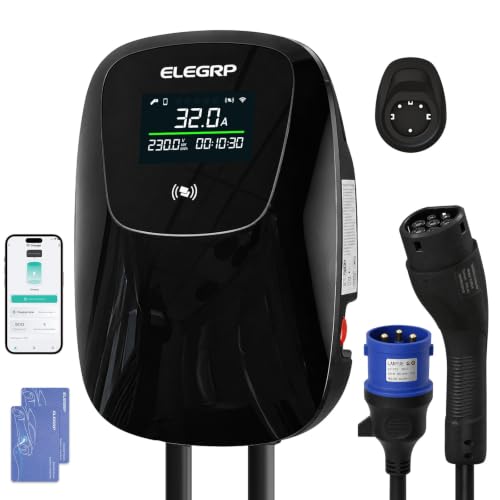 ELEGRP 7kW EV Charger, 32A Wallbox with Type 2, CEE Plug, 7.5m Cable