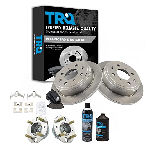 Image of TRQ Rear Brake Pad & Rotor Kit, with Chemical Kit Wheel Hub Bearing Assembly Ceramic Compatible with 1990-2001 Acura Integra 1992-2000 Honda Civic 1995-1997 Civic del Sol