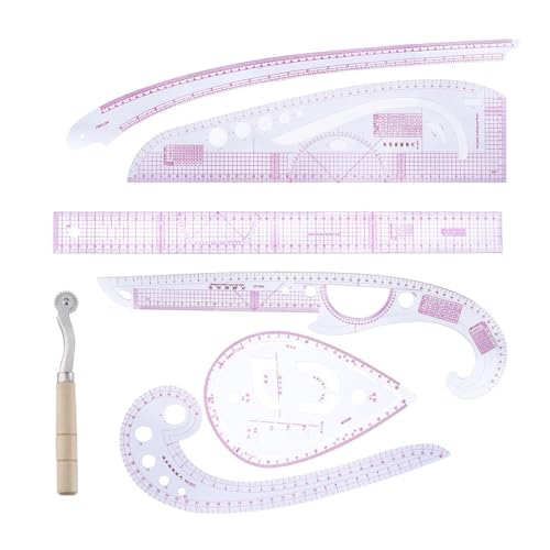Ensemble De Règles De – 7 Pièces De Règles De Tailleur Métriques Françaises Pour Patrons De , Règle De Conception Polyvalente Avec Roue De Marquage | Outil De Mesure Précis Pour Les Tai