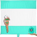 WEKAPO Beach Blanket, Sandproof, Extra Large Beach Mat, Large and Compact Sand Free Mat, Quick Drying, Lightweight and Durable, with 6 Pegs and 4 Corner Pockets
