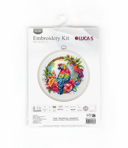Cross Stitch Kit Luca-S - The Tropical Parrot, Embroidery Kit Luca-S BC201, Multifarbig, Small - Image 3