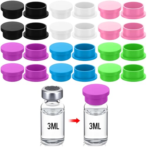 Thyle 24 Pack Vials Caps 3ml Glass Protective Vial Caps Vial Adapter, Lids Cover Reusable for 3ml Injection Vials Storage Cap, Easy to Clean Leakproof Dust Resistant, 6 Colors(3ml, Classic)