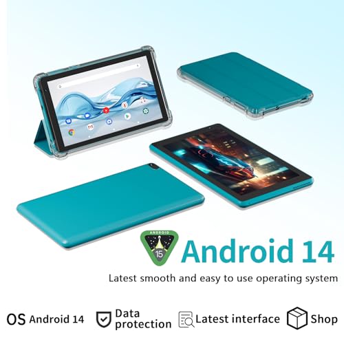 Image of IWEGGO Android 14 Tablet with Case, 7 Inch 8GB RAM+32GB ROM / 1TB Expandable Computer, 5MP Camera Tablets, 1.6Ghz Quad-core Processor, 3000mAH Battery Tablet PC, 5G WiFi, Games 7'' Android Laptop Blue