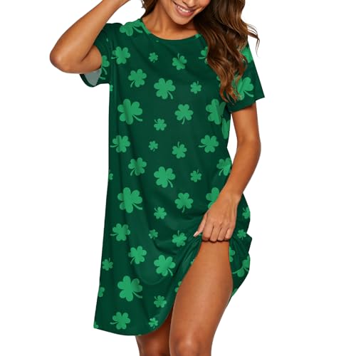 Image of American Trends Nightgowns for Women Cotton Night Shirts Short Sleeve Knee-Length, Sleep Shirts Summer Pajamas Sleepwear