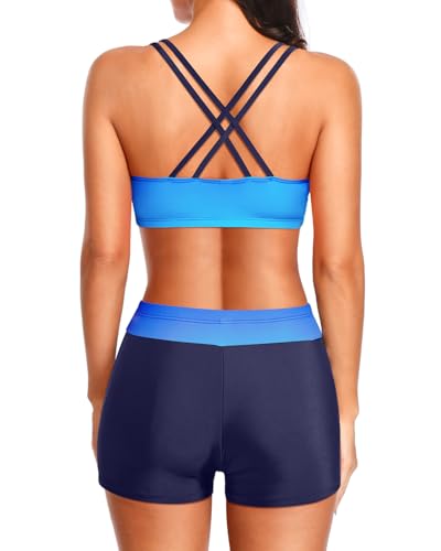 Image of Holipick 3 Piece Tankini Swimsuits for Women Tummy Control Bathing Suits Swim Tank Top with Bra Boy Shorts Teen Swimwear 2026
